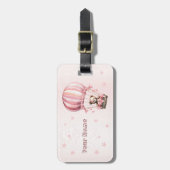 Waterverf Mooie Roze Teddybeer Heet Luchtballon Bagagelabel (Voorkant verticaal)