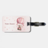 Waterverf Mooie Roze Teddybeer Heet Luchtballon Bagagelabel (Achterkant horizontaal)