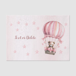 Waterverf Mooie Roze Teddybeer Heet Luchtballon Tissuepapier