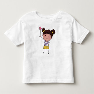Waterverf Mooie Stokfiguur Roze Bloem Schoonheid Kinder Shirts