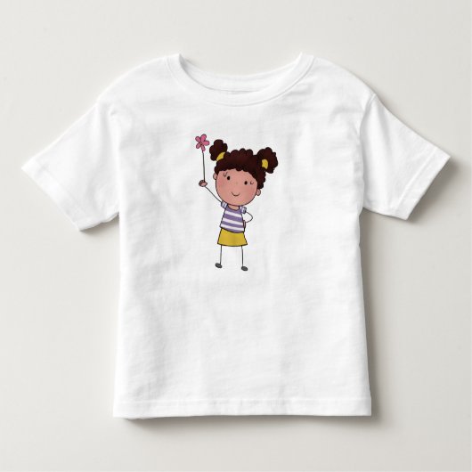 Waterverf Mooie Stokfiguur Roze Bloem Schoonheid Kinder Shirts (Voorkant)