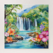 Waterverf mooie tropische waterval puzzel legpuzzel (Verticaal)