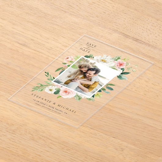 Waterverf Mooie Tuin Bloemen Foto Acryl Uitnodigingen (Laagn)