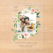 Waterverf Mooie Tuin Bloemen Foto Acryl Uitnodigingen (Voorkant)