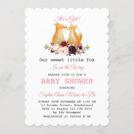 Waterverf Mooie Vossen Bosmeisje Baby Shower Kaart
