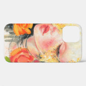 Waterverf mooie vrouw en bloemen Case-Mate iPhone case (Achterkant (horizontaal))
