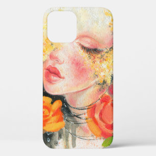 Waterverf mooie vrouw en bloemen Case-Mate iPhone case
