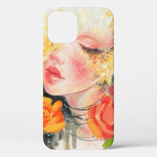 Waterverf mooie vrouw en bloemen Case-Mate iPhone case (Achterkant)