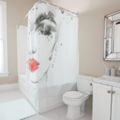 Waterverf mooie vrouw gezicht douchegordijn (In situ)