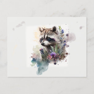 Waterverf Mooie Wasbeer Lente Bloemen Briefkaart