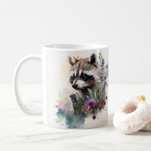 Waterverf Mooie Wasbeer Lente Bloemen Koffiemok