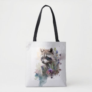 Waterverf Mooie Wasbeer Lente Bloemen Tote Bag