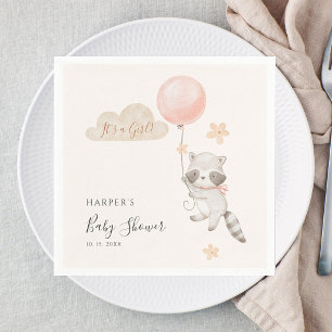Waterverf Mooie Wasbeer Vliegende Ballon Baby Borr Servet