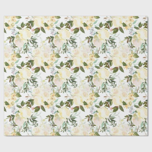 Waterverf mooie witte rozen cadeaupapier (Vlak)