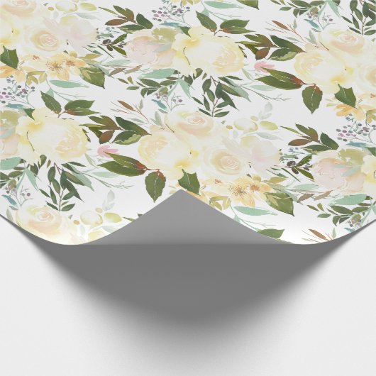 Waterverf mooie witte rozen cadeaupapier (Hoek)