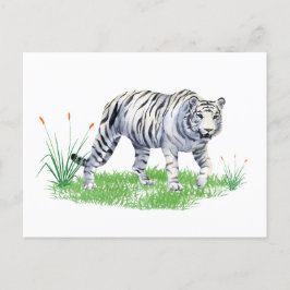 Waterverf Mooie witte tijger Briefkaart