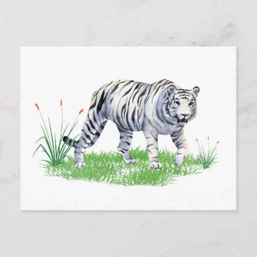 Waterverf Mooie witte tijger Briefkaart (Voorkant)