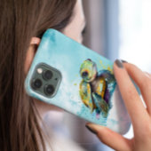 Waterverf Mooie Zeeschildpad Kunstwerk Blauw iPhone Hoesje