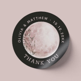 Waterverf Moon | Black Bedankt voor de huwelijksgu Ronde Sticker