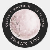 Waterverf Moon | Black Bedankt voor de huwelijksgu Ronde Sticker (Voorkant)