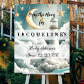 Waterverf Moon & Clouds Baby shower Welkomstbord Poster