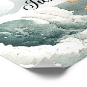 Waterverf Moon & Clouds Baby shower Welkomstbord Poster (Hoek)