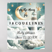Waterverf Moon & Clouds Baby shower Welkomstbord Poster (Voorkant)