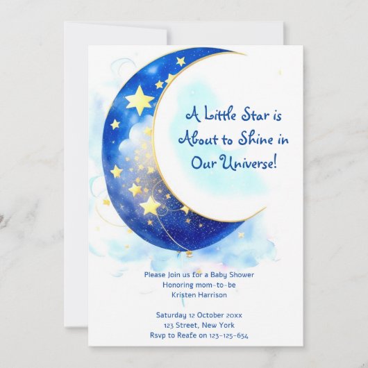 Waterverf Moon en Stars Baby shower Kaart (Voorkant)
