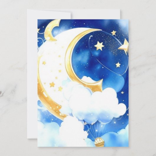 Waterverf Moon en Stars Baby shower Kaart (Achterkant)