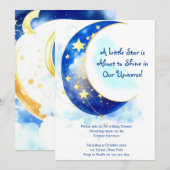 Waterverf Moon en Stars Baby shower Kaart (Voorkant / Achterkant)