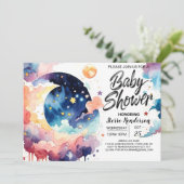 Waterverf Moon en Stars Baby shower Kaart (Staand voorkant)