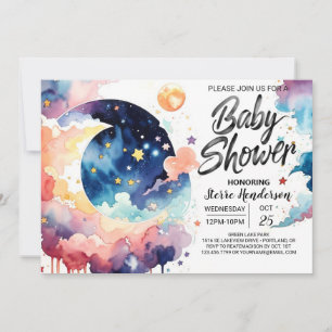 Waterverf Moon en Stars Baby shower Kaart