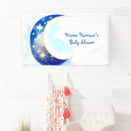 Waterverf Moon en Stars Baby shower Spandoek