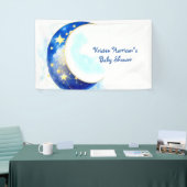 Waterverf Moon en Stars Baby shower Spandoek (Beurs)
