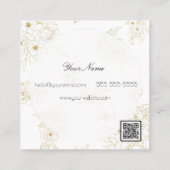 Waterverf Moon & Floral Lijst met QR-code Vierkante Visitekaartje (Achterkant)