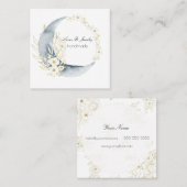 Waterverf Moon & Floral round lijst Square Card Vierkante Visitekaartje (Voorkant / Achterkant)