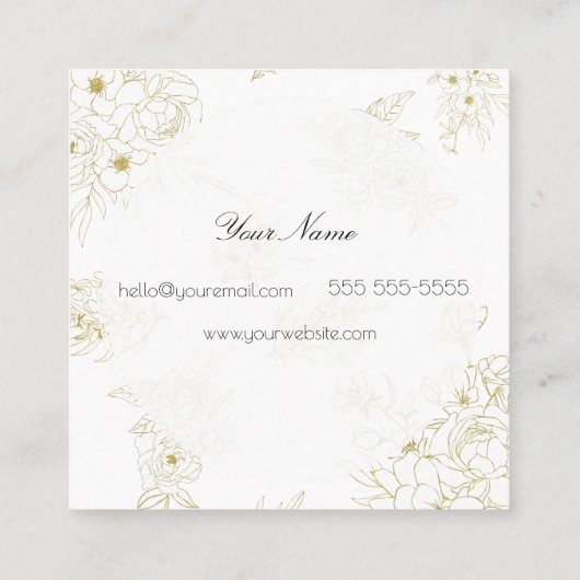 Waterverf Moon & Floral round lijst Square Card Vierkante Visitekaartje (Achterkant)