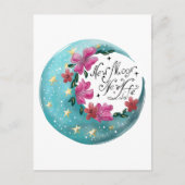 Waterverf Moon met sterren en bloemen Briefkaart (Voorkant)