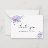 Waterverf Moon paarse bloemen bedankt Notitiekaartje (Voorkant)
