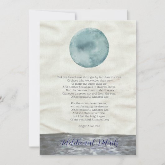 Waterverf Moon Poe geïnspireerde huwelijksuitnodig Kaart (Achterkant)