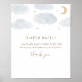 Waterverf Moon Stars Baby shower Diaper Raffle Poster