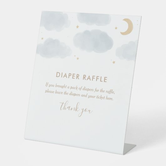 Waterverf Moon Stars Baby shower Diaper Raffle Reclamebord Met Voetstuk (Voorkant)