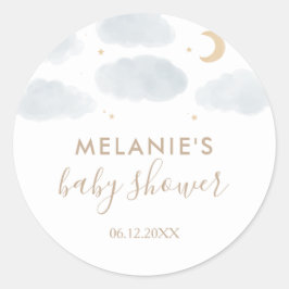 Waterverf Moon Stars Baby shower Ronde Sticker