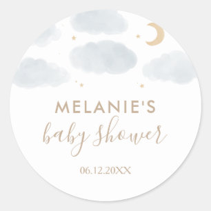 Waterverf Moon Stars Baby shower Ronde Sticker