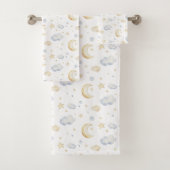 Waterverf Moon Stars & Cloud Pattern Bad Handdoek (Insitu)