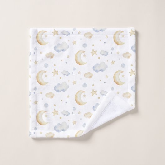 Waterverf Moon Stars & Cloud Pattern Bad Handdoek (Wasdoekje)