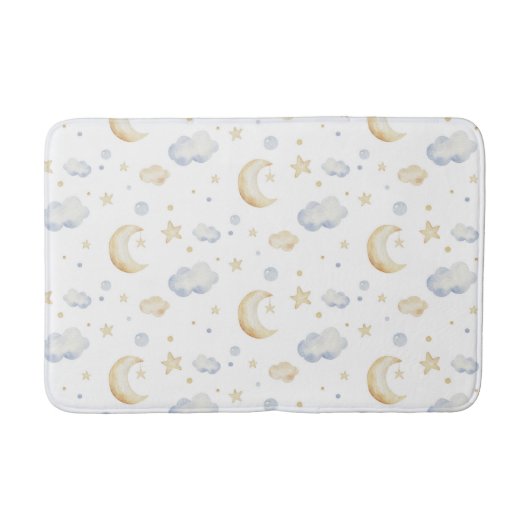 Waterverf Moon Stars & Cloud Pattern Badmat (Voorkant)