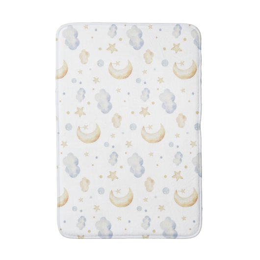 Waterverf Moon Stars & Cloud Pattern Badmat (Voorkant Verticaal)