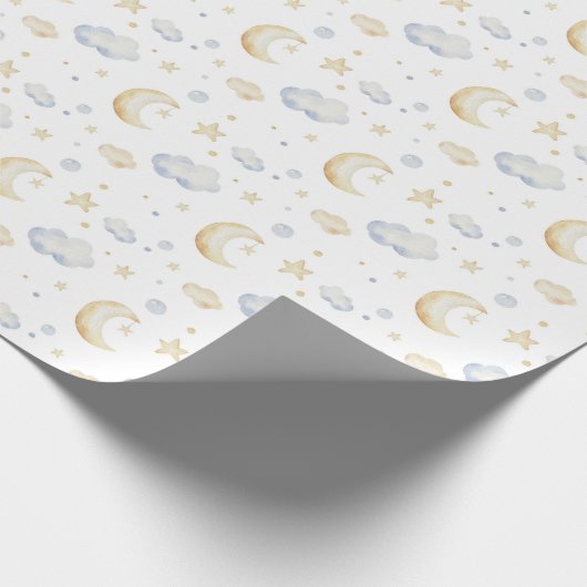 Waterverf Moon Stars & Cloud Pattern Cadeaupapier (Hoek)
