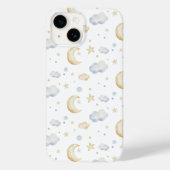 Waterverf Moon Stars & Cloud Pattern Case-Mate iPhone Case (Achterkant)